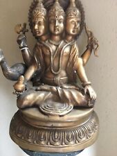 Kartikey or Murugan  3 headed Brass Statue of Subramanswamy with peacock picture