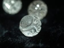 A Vintage Carved Chinese Bead Rock Crystal Shou Asian Clear Crystal Quartz 16mm picture