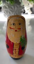 Vintage Christmas Santa Russian Nesting Doll Three Piece Set Hand Painted picture