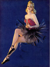1940s Pin-Up Print  ORIGINAL Lithograph by Jules Erbit ART DECO Ballerina Beauty picture