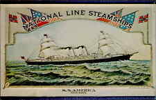 Postcard: NATIONAL LINE STEAMSHIPS S. S. AMERICA 6000 TONS picture