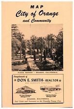 1950s City of Orange Old Town Vintage Brochure Folding Map Orange County CA picture