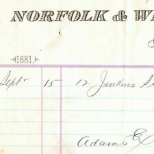 1881 Scarce Norfolk & Western R.R. L.G Tillotson & Co. Letterhead Billhead picture