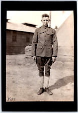 Military Man in Uniform Standing at Attention, 1917 - Photograph picture
