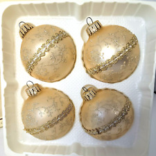 Vintage KREBS Christmas Ornaments Hand Decorated Glass With Crowns, Gold Ornate picture