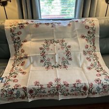 Fallani & Cohn VINTAGE NEW Belgian Linen Hand Printed Tablecloth 52x52 With Tag picture