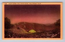 Hollywood CA-California, Night Scene, Hollywood Bowl, Antique, Vintage Postcard picture