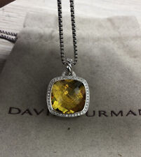 David Yurman 925 Silver Albion 17mm Lemon Citrine Pendant & Diamonds Chain 18i n picture