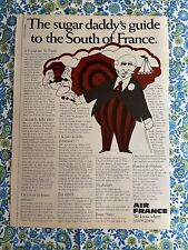 Vintage 1969 Air France Print Ad “Sugar Daddy’s Guide To The South Of France” picture