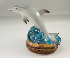 Vintage Manufacture de Royale LIMOGES France Dolphin Waves Trinket Box Starfish picture