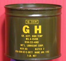 Vintage G-359 High Temp GH Military Aircraft Lube Full 1 LB Can Nov. 1966 Mint picture