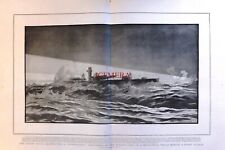 Naval Manoeuvres, Torpedo-Boat Caught in a Searchlight: Antique 1892 Print E12/J picture