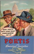 c1940s ATLANTIC, Iowa Linen Advertising Postcard PORTIS HATS 