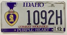 Idaho License Plate 1092H Combat Wounded Purple Heart  Original Automobilia picture