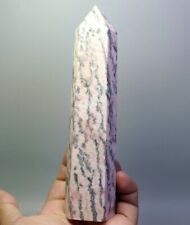 483g Natural Pink Zebra Granite Stone Quartz Crystal Obelisk Point Wand Healing picture
