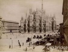 Milan Italy 1880 Piazza del Duomo 1880 Carriages For Hire Horse Buggy Bourghams picture