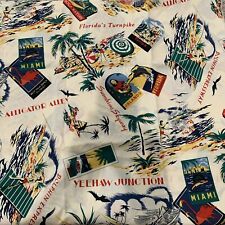 Vtg Florida Souvenir Turnpike Alligator Yeehaw Junction Polyblend Fabric 1.5 Yd picture