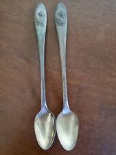 Lot of 2 Vintage Oneida MOTHER GOOSE Silver Plate Baby Child Feeding Spoons picture
