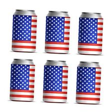 6 Pack American Flag Beer Can Cooler Sleeves 4th of July Decorations, 5.1 x  picture
