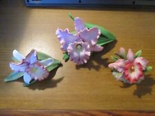 Lot of 3 Purple Porcelain Orchids Lenox picture