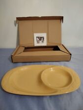 Longaberger Pottery Woven Traditions Oval Snack Soup Tray Plate Butternut Yellow picture