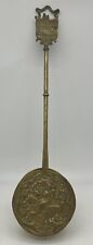 Antique Figural English Brass Bed Warmer Chestnut Roaster, Corfe Castle Handle picture