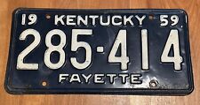 1959 Kentucky License Plate KY 285-414 Fayette County picture