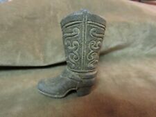 Vintage Tall Cowboy Boot Design Spelter Metal Western Design Toothpick Holder picture