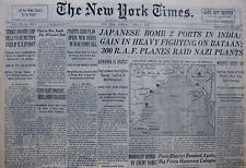 JAPANESE BOMB 2 PORTS IN INDIA MADRAS BATAAN R.A.F. BOMBING 4-1942 WWII April 7 picture