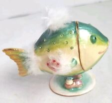 Krinkles Fish Jeweled Box Pre-Owned In Very Good Condition, Krinkles Christmas  picture