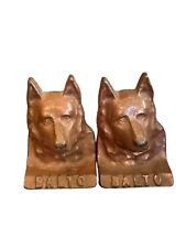 Antique Cast Iron Balto Sled Dog Bookends 1920s picture