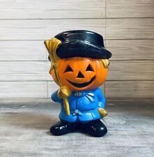 Vintage Hand Painted Halloween Pumpkin Scarecrow Tea Light Holder  picture