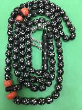 Antique Black Coral -Silver In Lay 99 Worry Beads Islamic Masbaha 46Grams -## picture