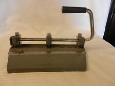 Vintage Boston 3 Hole Metal Paper Punch, Adjustable with Black Handle picture