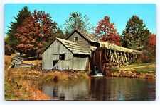 Postcard Rustic Old Water-Wheel Mill Fall Coloring Ashville Post Card Co NC picture
