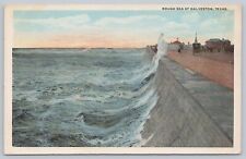 c 1920s 30s Galveston Texas Vtg Postcard Beachside Ocean Waves Sea Wall Splash picture