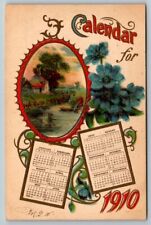 1910 Calendar  New Year Wishes Providence Rhode Island Embossed  Postcard   1909 picture