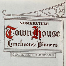 1950s Somerville Town House Cocktail Lounge Restaurant New Jersey Paper Placemat picture