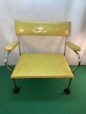 Vtg 1950-60’s Yellow Ice Naugahyde Child’s Booster High chair Metal Frame picture