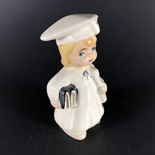 Vintage Graduation Girl Hat Diploma White Blonde Figurine Porcelain 4-in high picture