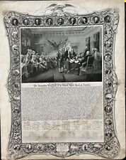 Engraving Of The Declaration Of Independence Published By James Fisher 1841 picture