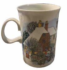 Vintage Dunoon Mug Scotland Christmas Winter Village Scene Horse & Sleigh picture