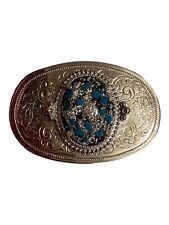 Beautiful Western Style Oval Belt Buckle silver-fleck turquoise resin cabochon picture