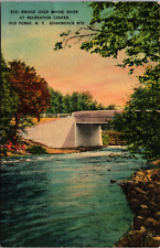 Postcard-Bridge Over Moose River Vintage Postcard Old Forge NY Adirondack Mts picture