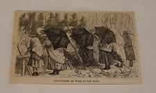 1879 magazine engraving ~ HOP-PICKERS AT WORK IN THE RAIN picture