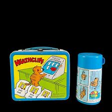 ORIGINAL VINTAGE 1982 HEATHCLIFF METAL LUNCHBOX & ALADDIN THERMOS MOUSE INVADERS picture