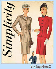 Simplicity 1249: 1940s Uncut Misses Slender Suit Sz 36 B Vintage Sewing Pattern picture