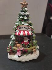 Christmas Tiny Treasures Tree Santa's Toy Shop Village Lights up Plays Music picture