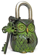 Owl Shaped Brass Lock Antique Handcrafted Locks 2 kye Antique Padlock Security picture