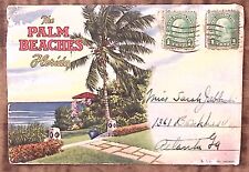 1930s THE PALM BEACHES FLORIDA 18 VIEW FOLD OUT LINEN POSTCARD  Z4748 picture